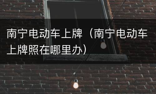 南宁电动车上牌（南宁电动车上牌照在哪里办）