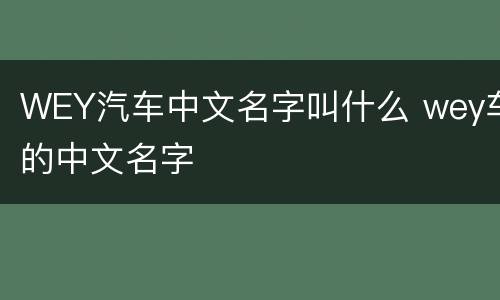 WEY汽车中文名字叫什么 wey车的中文名字