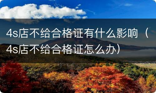 4s店不给合格证有什么影响（4s店不给合格证怎么办）