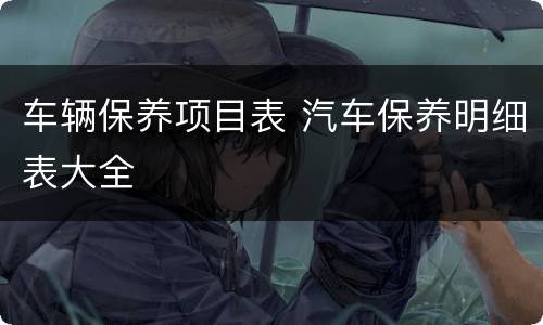 车辆保养项目表 汽车保养明细表大全