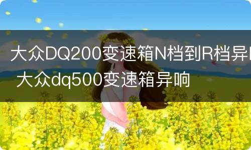 大众DQ200变速箱N档到R档异响 大众dq500变速箱异响