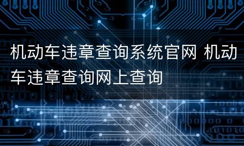机动车违章查询系统官网 机动车违章查询网上查询
