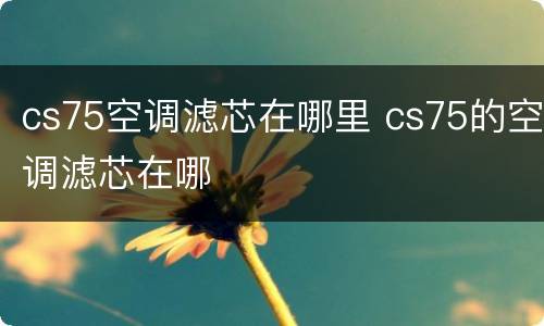 cs75空调滤芯在哪里 cs75的空调滤芯在哪
