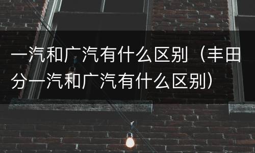 一汽和广汽有什么区别（丰田分一汽和广汽有什么区别）