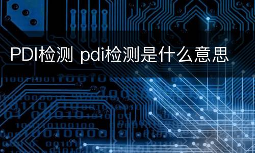 PDI检测 pdi检测是什么意思