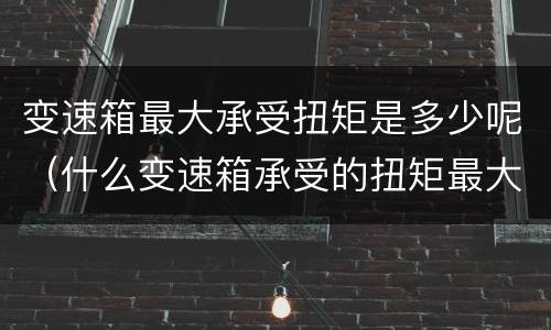 变速箱最大承受扭矩是多少呢（什么变速箱承受的扭矩最大）