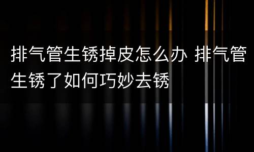 排气管生锈掉皮怎么办 排气管生锈了如何巧妙去锈