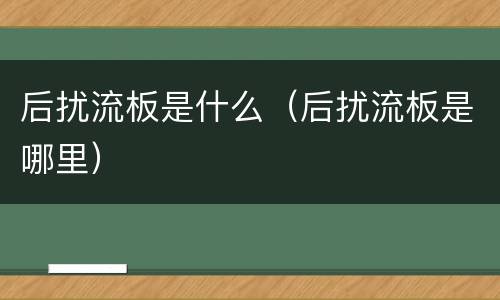 后扰流板是什么（后扰流板是哪里）