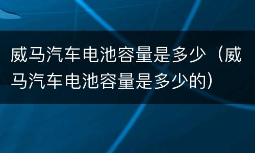 威马汽车电池容量是多少（威马汽车电池容量是多少的）