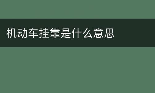 机动车挂靠是什么意思