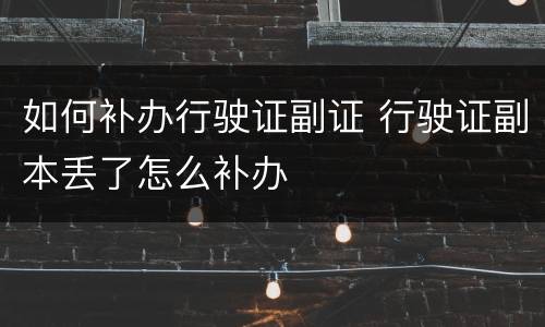 如何补办行驶证副证 行驶证副本丢了怎么补办