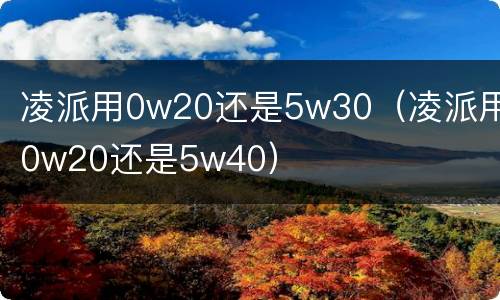 凌派用0w20还是5w30（凌派用0w20还是5w40）