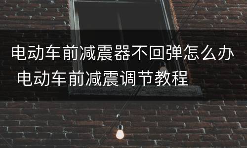 电动车前减震器不回弹怎么办 电动车前减震调节教程