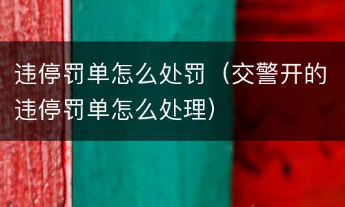 违停罚单怎么处罚（交警开的违停罚单怎么处理）