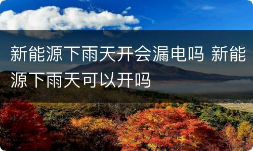 新能源下雨天开会漏电吗 新能源下雨天可以开吗