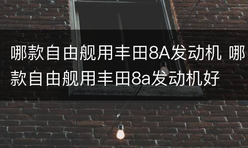 哪款自由舰用丰田8A发动机 哪款自由舰用丰田8a发动机好