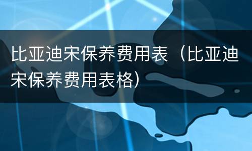 比亚迪宋保养费用表（比亚迪宋保养费用表格）