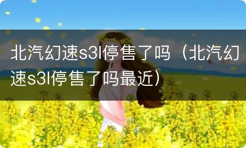 北汽幻速s3l停售了吗（北汽幻速s3l停售了吗最近）