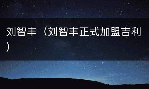 刘智丰（刘智丰正式加盟吉利）