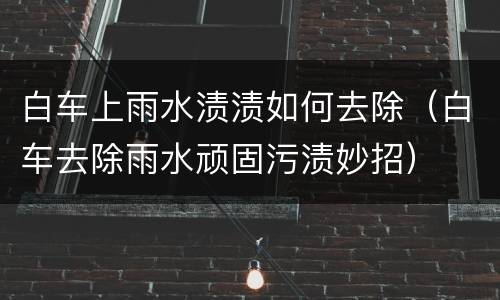白车上雨水渍渍如何去除（白车去除雨水顽固污渍妙招）