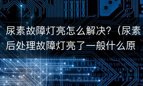 尿素故障灯亮怎么解决?（尿素后处理故障灯亮了一般什么原因）