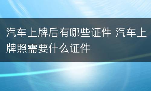 汽车上牌后有哪些证件 汽车上牌照需要什么证件