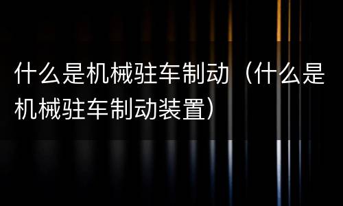 什么是机械驻车制动（什么是机械驻车制动装置）