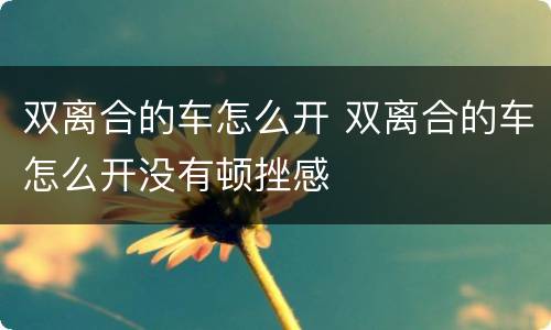 双离合的车怎么开 双离合的车怎么开没有顿挫感
