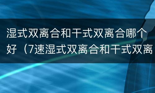 湿式双离合和干式双离合哪个好（7速湿式双离合和干式双离合哪个好）