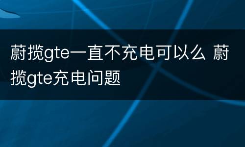 蔚揽gte一直不充电可以么 蔚揽gte充电问题