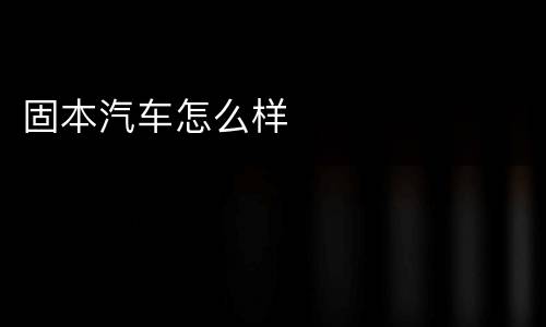 固本汽车怎么样