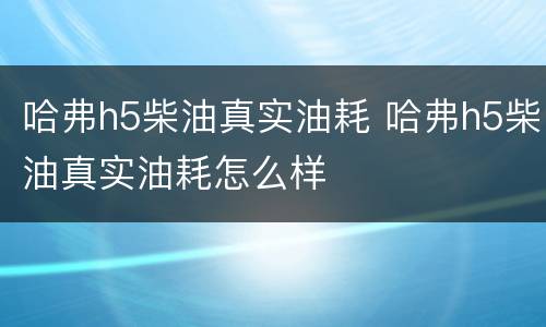 哈弗h5柴油真实油耗 哈弗h5柴油真实油耗怎么样