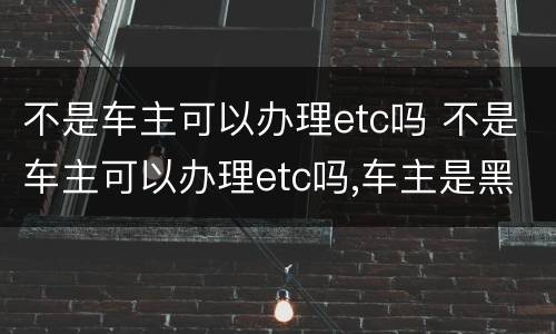不是车主可以办理etc吗 不是车主可以办理etc吗,车主是黑户