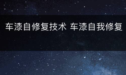 车漆自修复技术 车漆自我修复