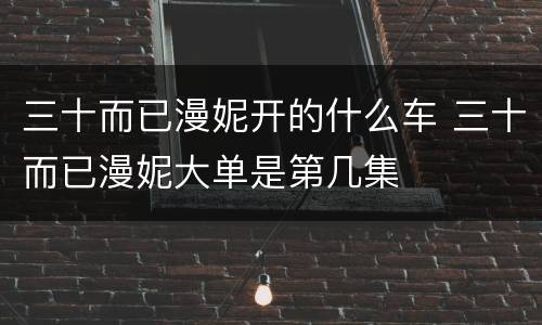 三十而已漫妮开的什么车 三十而已漫妮大单是第几集
