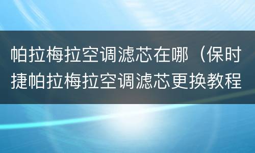 帕拉梅拉空调滤芯在哪（保时捷帕拉梅拉空调滤芯更换教程）