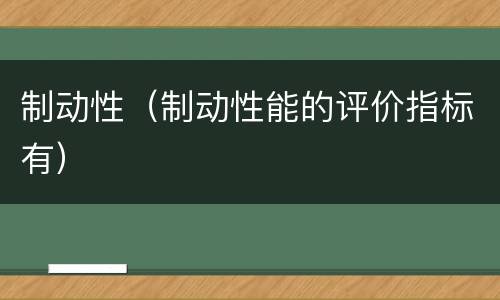 制动性（制动性能的评价指标有）