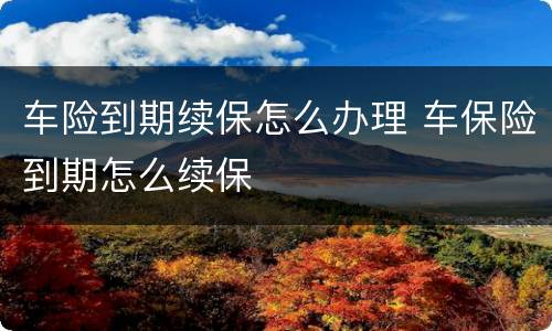 车险到期续保怎么办理 车保险到期怎么续保