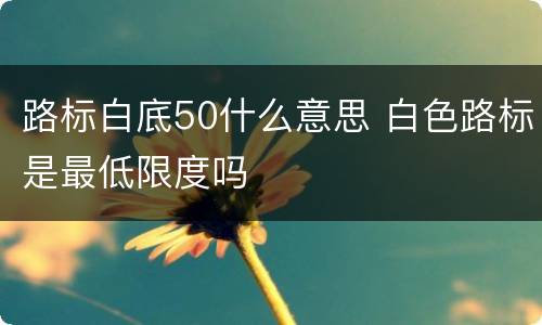 路标白底50什么意思 白色路标是最低限度吗