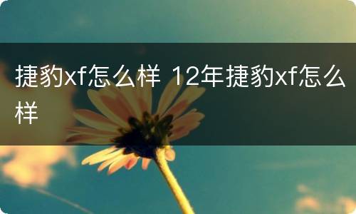 捷豹xf怎么样 12年捷豹xf怎么样