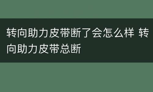 转向助力皮带断了会怎么样 转向助力皮带总断