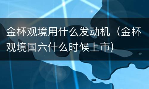 金杯观境用什么发动机（金杯观境国六什么时候上市）