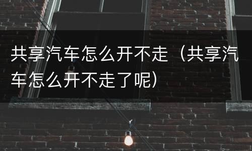 共享汽车怎么开不走（共享汽车怎么开不走了呢）