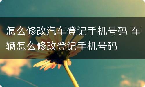 怎么修改汽车登记手机号码 车辆怎么修改登记手机号码