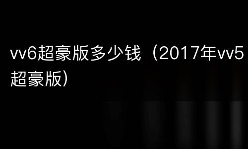 vv6超豪版多少钱（2017年vv5超豪版）
