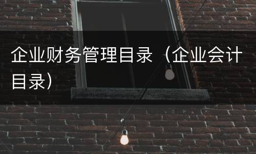 企业财务管理目录（企业会计目录）