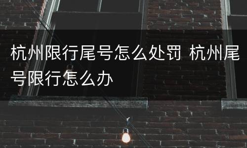 杭州限行尾号怎么处罚 杭州尾号限行怎么办