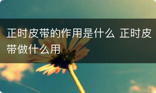 正时皮带的作用是什么 正时皮带做什么用