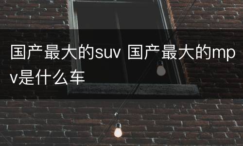 国产最大的suv 国产最大的mpv是什么车