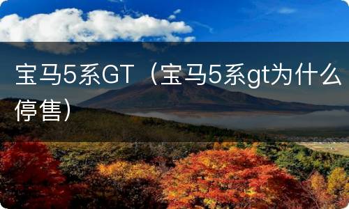宝马5系GT（宝马5系gt为什么停售）